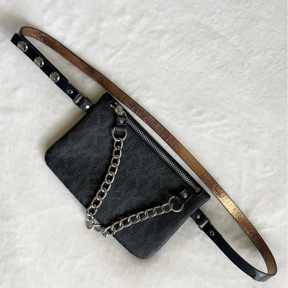 MICHAEL KORS MK belt Bag Wallet Brown‎ Silver